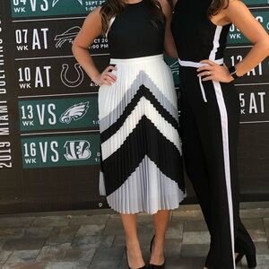 Black and White Chevron Pleated dress